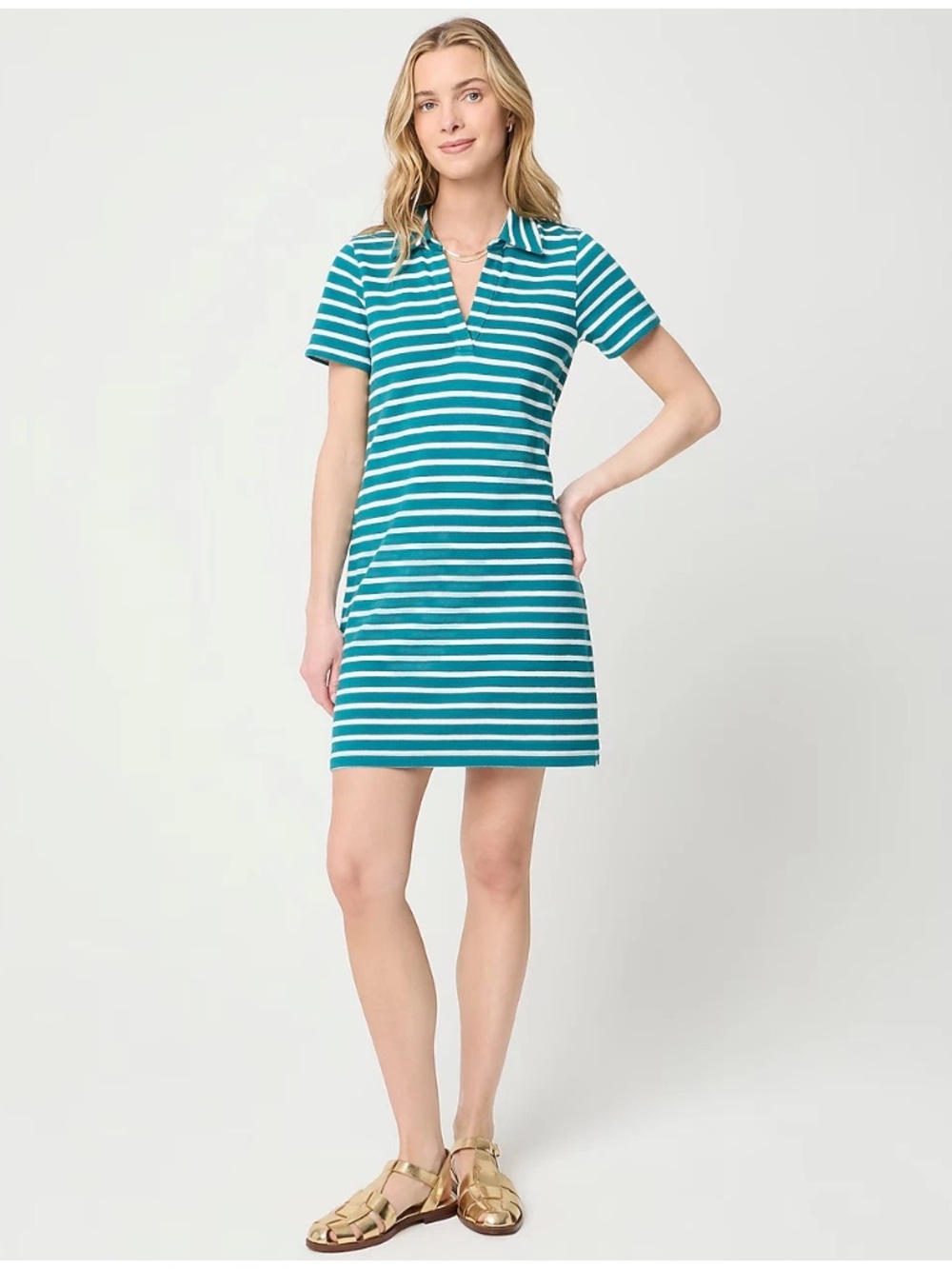 J Crew Factory striped knit collared mini dress